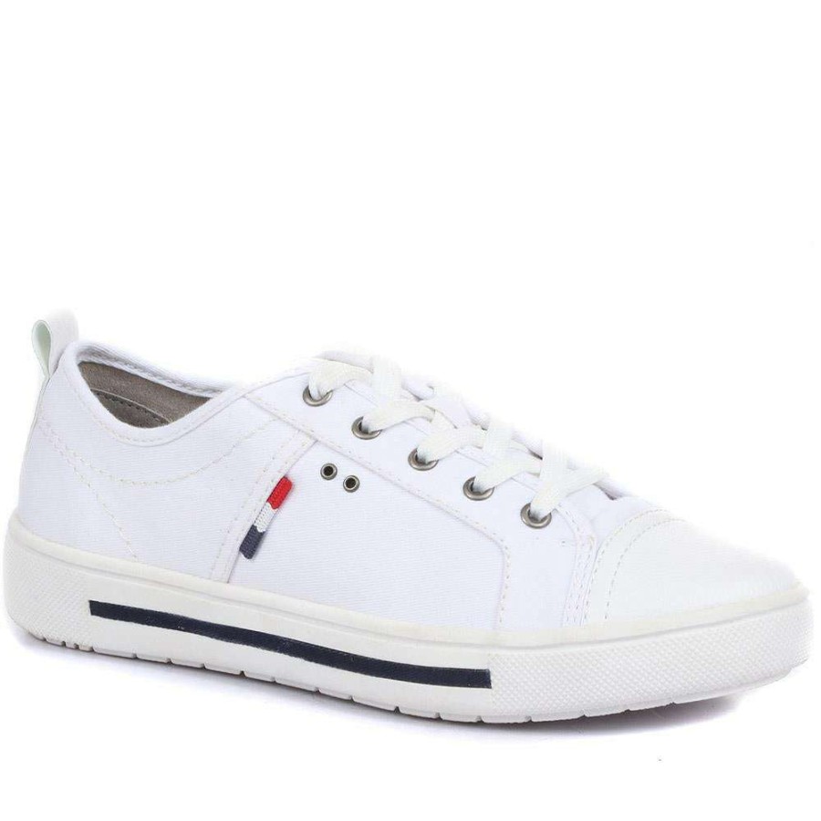 Women'S * | Pavers Ladies Lace-Up Eco-Friendly Sneakers Jansp33025 / 319 430 / 319 430 Wide Fit White