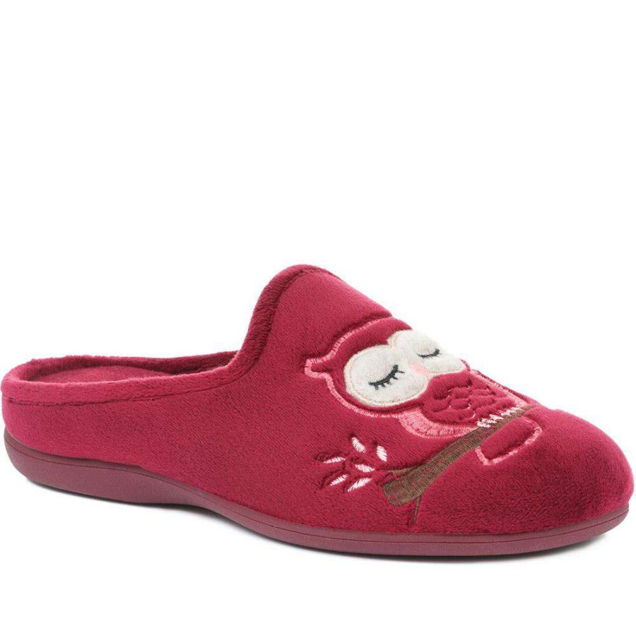 Women'S * | Pavers Slippers Owl Applique Slipper Mules Relax32005 / 319 181 Burgundy