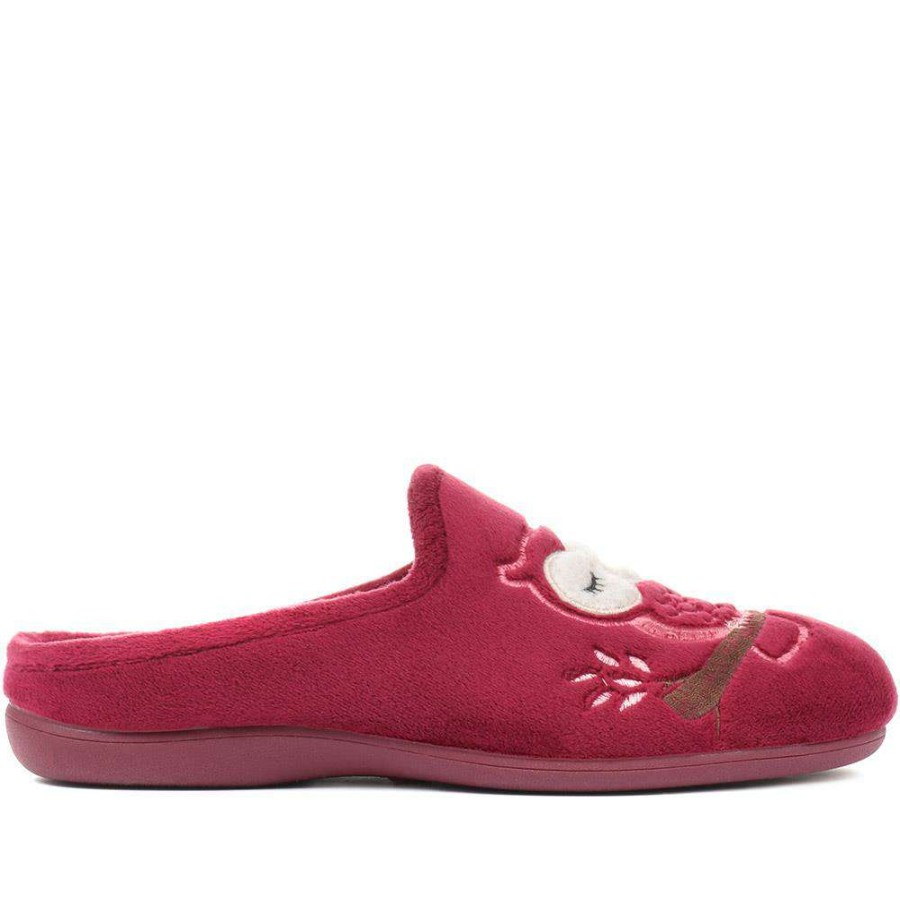 Women'S * | Pavers Slippers Owl Applique Slipper Mules Relax32005 / 319 181 Burgundy