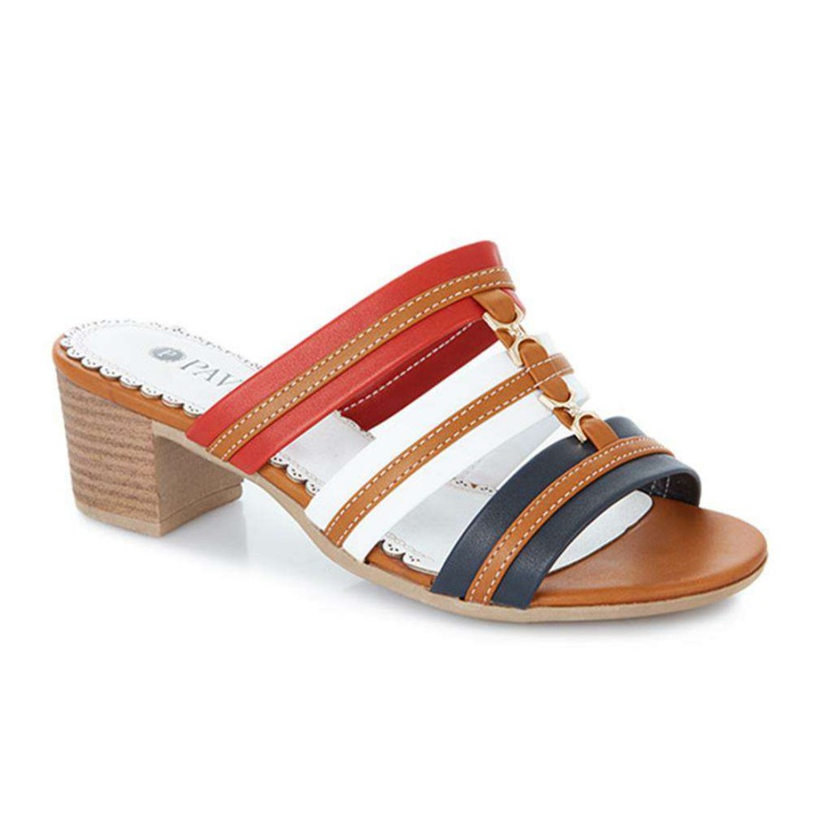 Women'S * | Pavers Nautical Mule With Leather Insole Wlig25000 / 309 396 White-Navy-Red