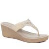 Women'S * | Pavers Toe Post Wedge Sandals Inb33033 / 320 065 Light Gold