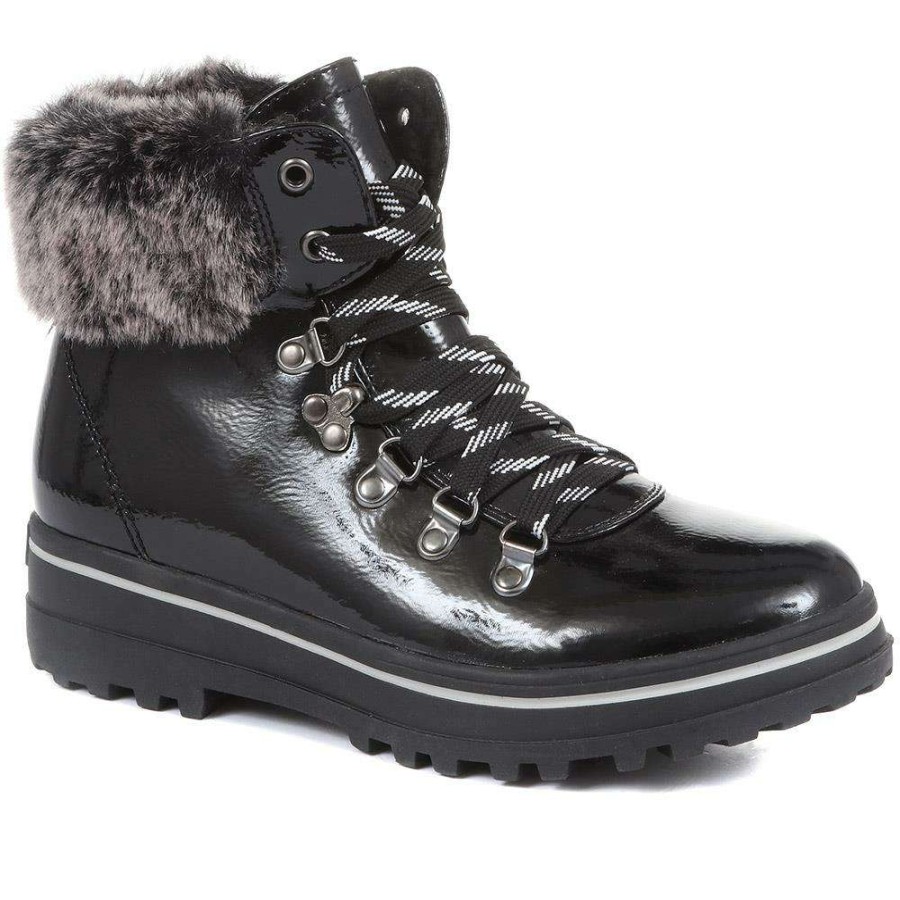 Women'S * | Pavers Faux Fur Hiker Boots Wbins34159 / 320 578 Black Patent