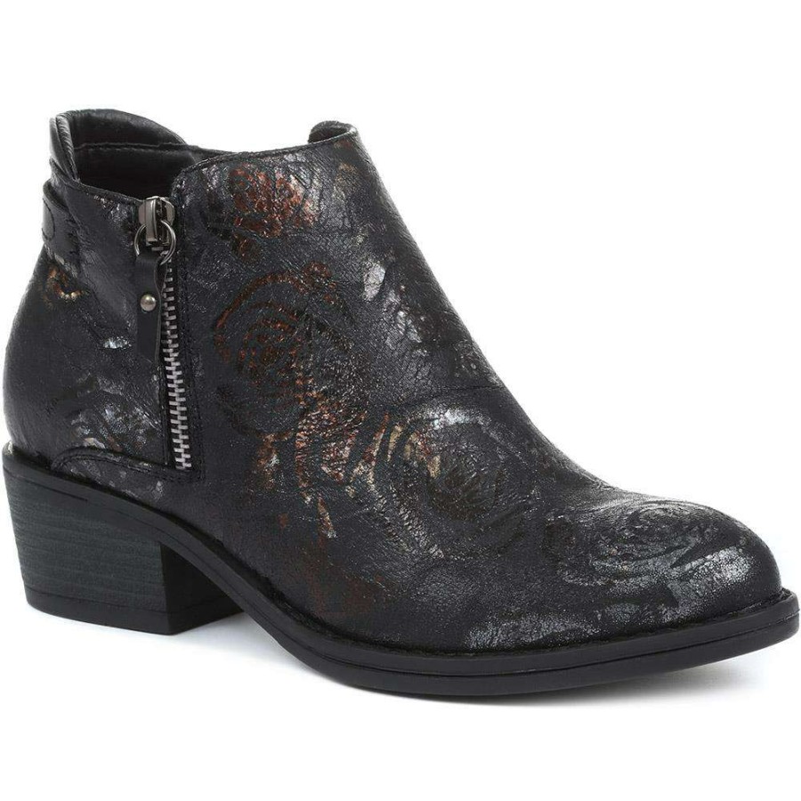 Women'S * | Pavers Mid Heel Ankle Boots Sin32003 / 318 980 Black Floral