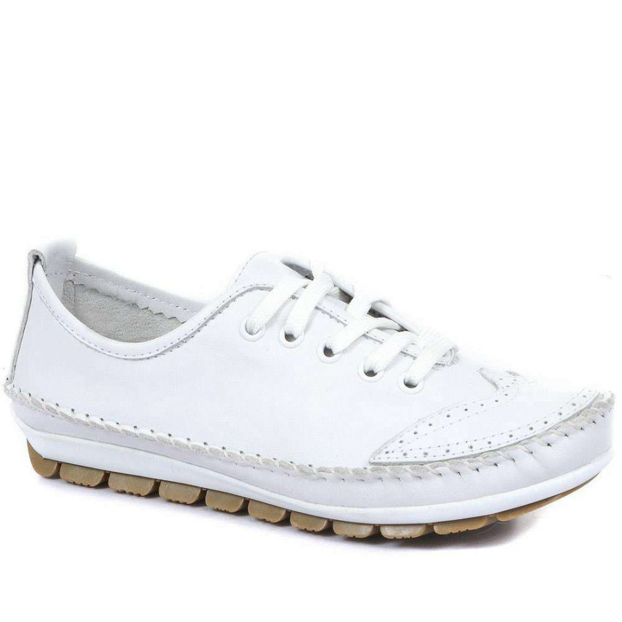 Women'S * | Pavers Wide Fit Leather Lace-Up Sneakers / 317 969