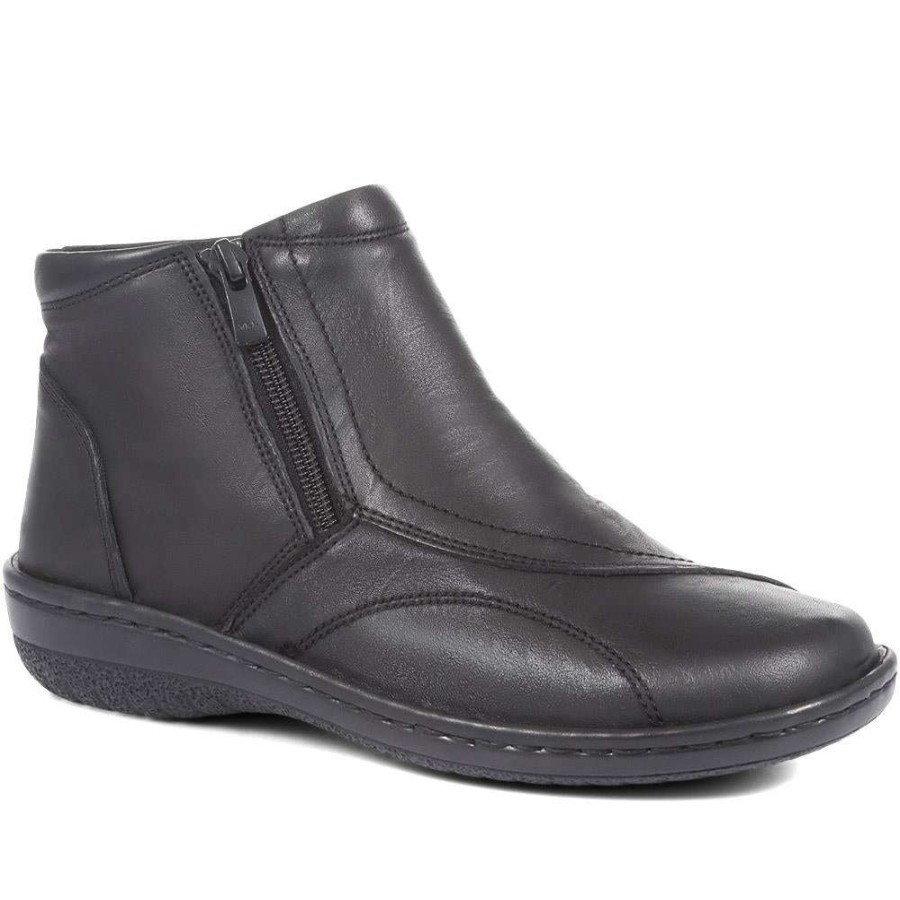 Women'S * | Pavers Ladies Zip Leather Ankle Boots Luck34005 / 321 855 / 321 855