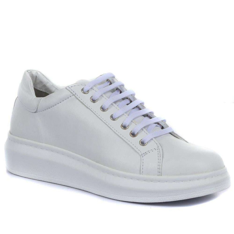 Women'S * | Bellissimo Sneakers Leather Lace-Up Sneaker / 320 113 White