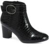 Women'S * | Bellissimo Croc Embossed Heeled Ankle Boot Beltren30003 / 316 247 Boots Black Patent Croc